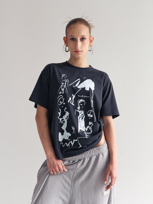 TIE SIDE T-SHIRT | gray